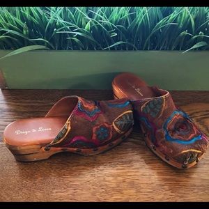 Colorful “pony hair” clogs